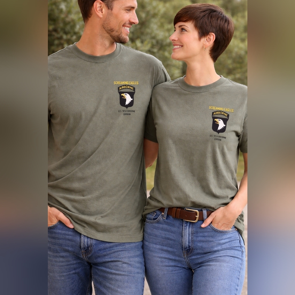 101st Airborne “Screaming Eagles” WWII T-Shirt – Wayne Vansant Art (Green)